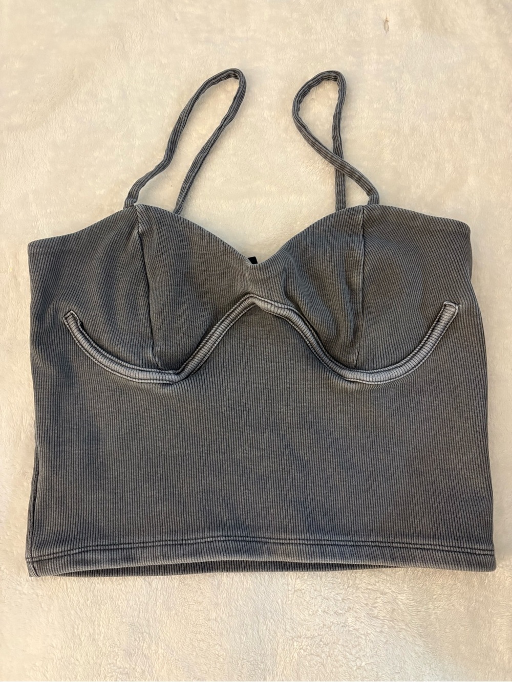 Forever 21 Gray Ribbed Bustier Crop Top